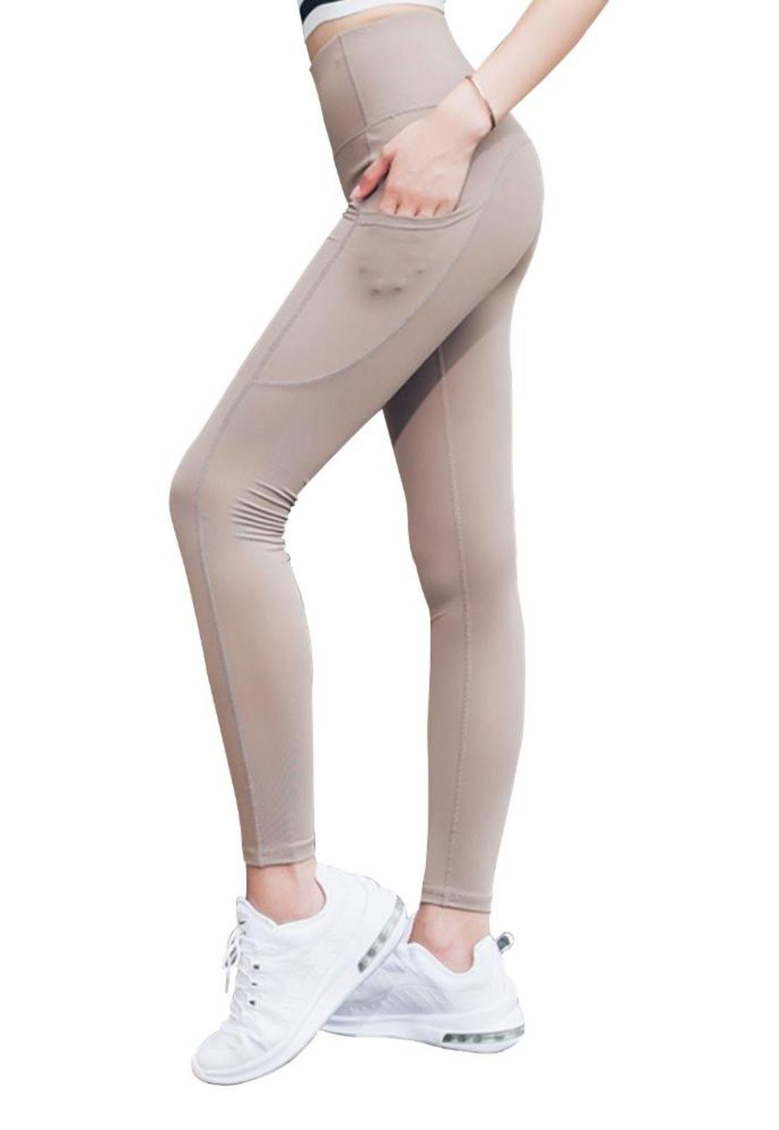 Calza básica con bolsillo beige-1