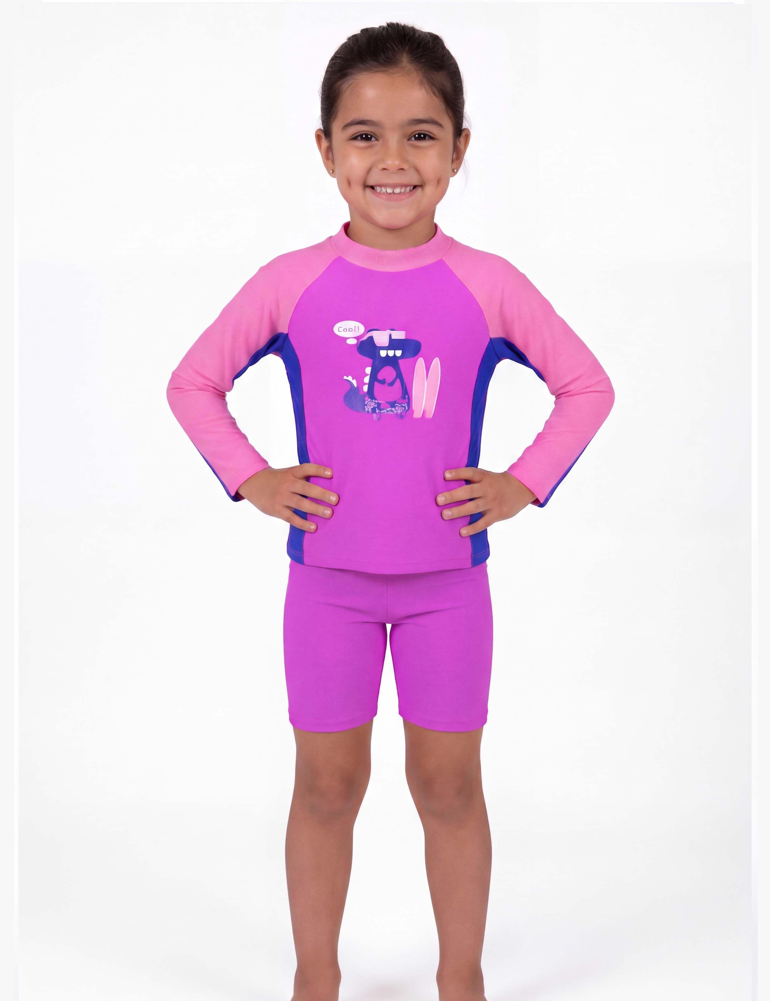 Traje de baño niña con filtro UV fucsia-0