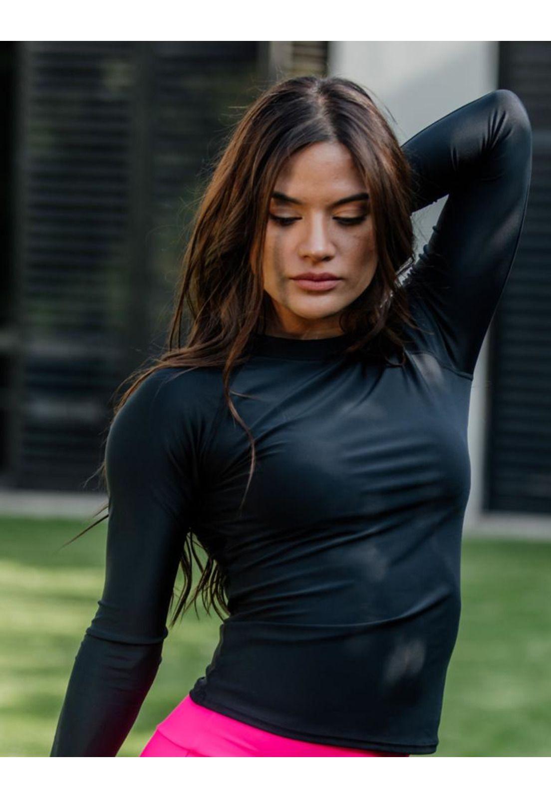 Polera mujer protección UV negro-4
