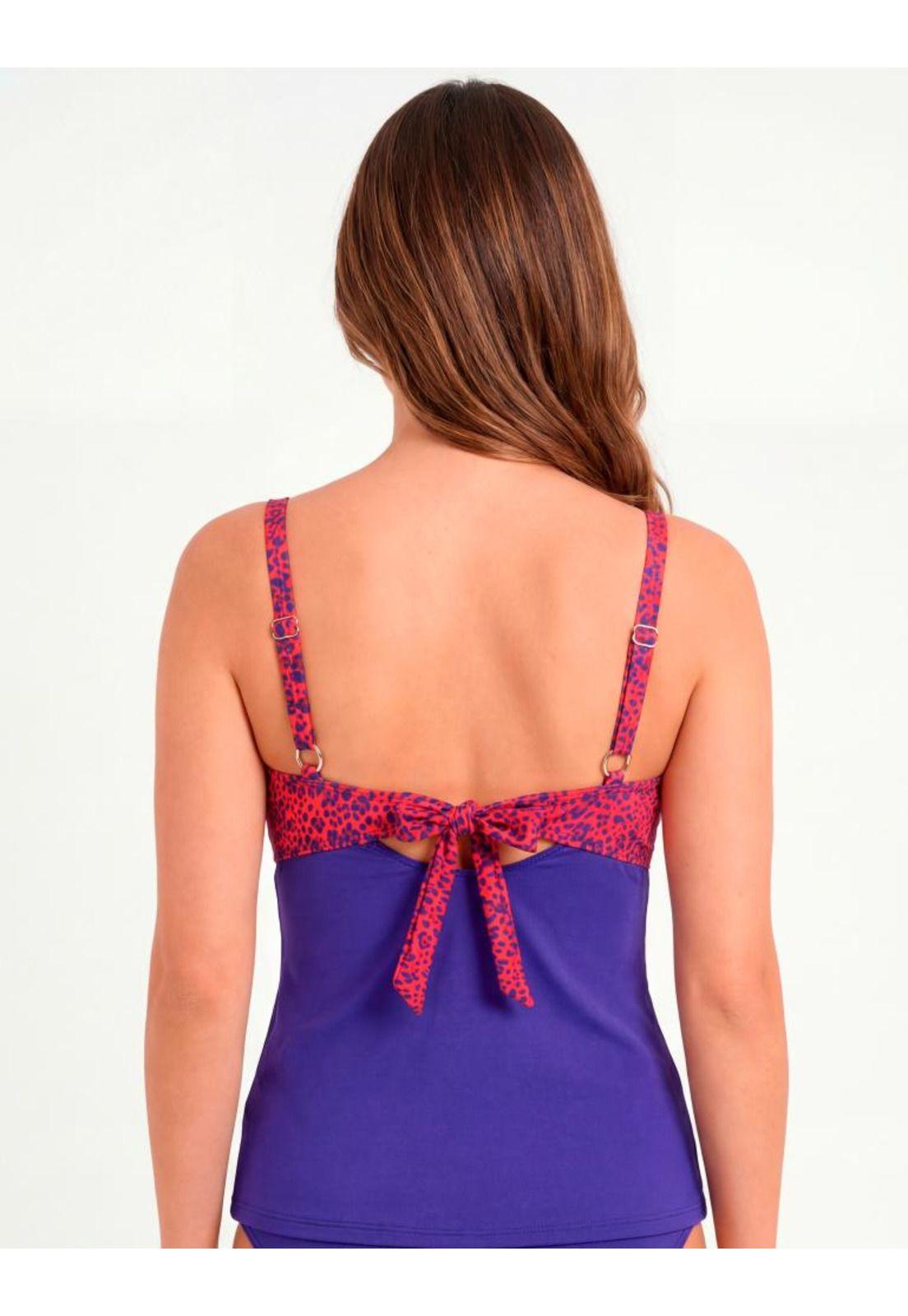 Traje de baño mujer polera tankini reductor animal print brillante-1