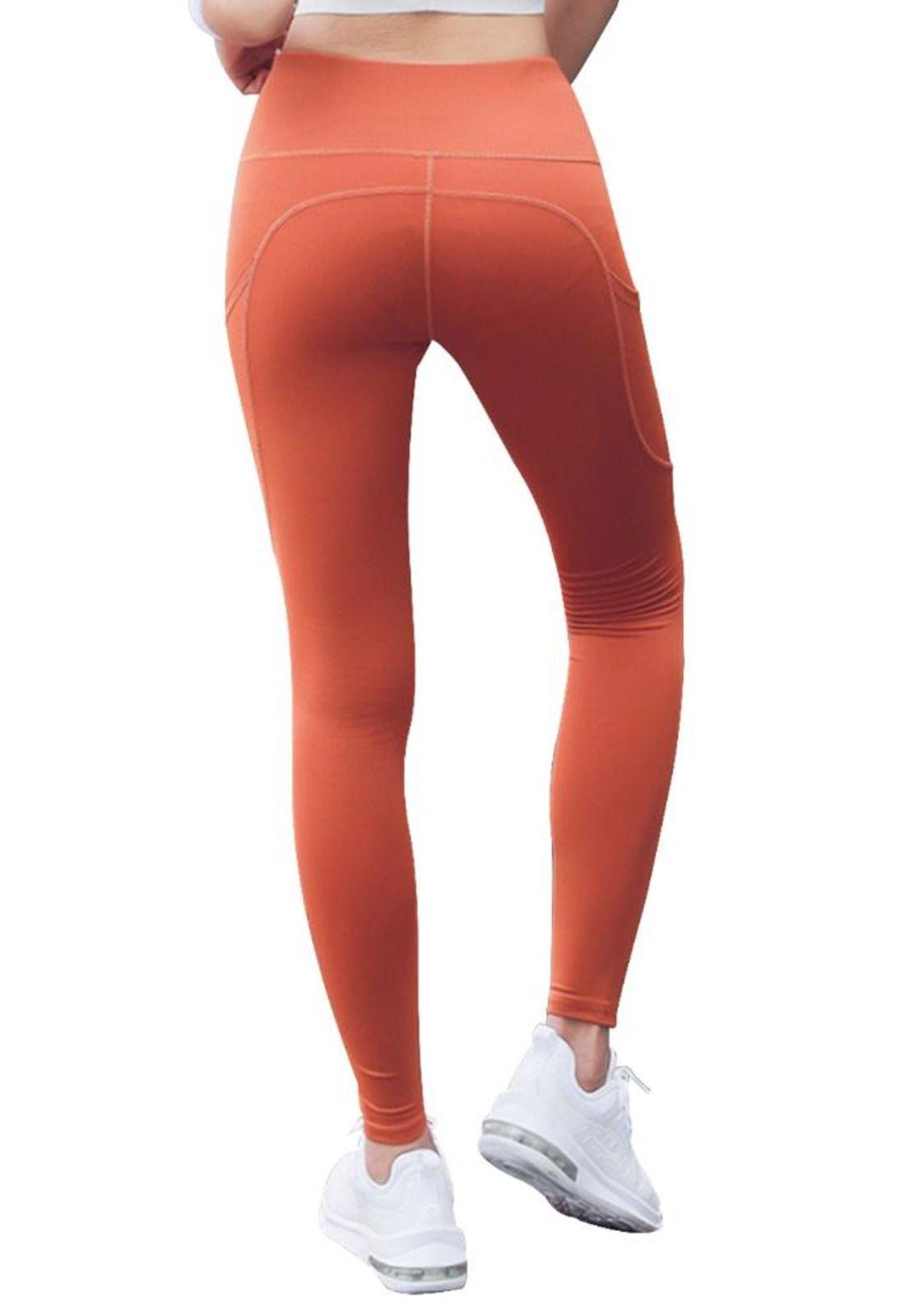 Calza básica con bolsillo naranja-1