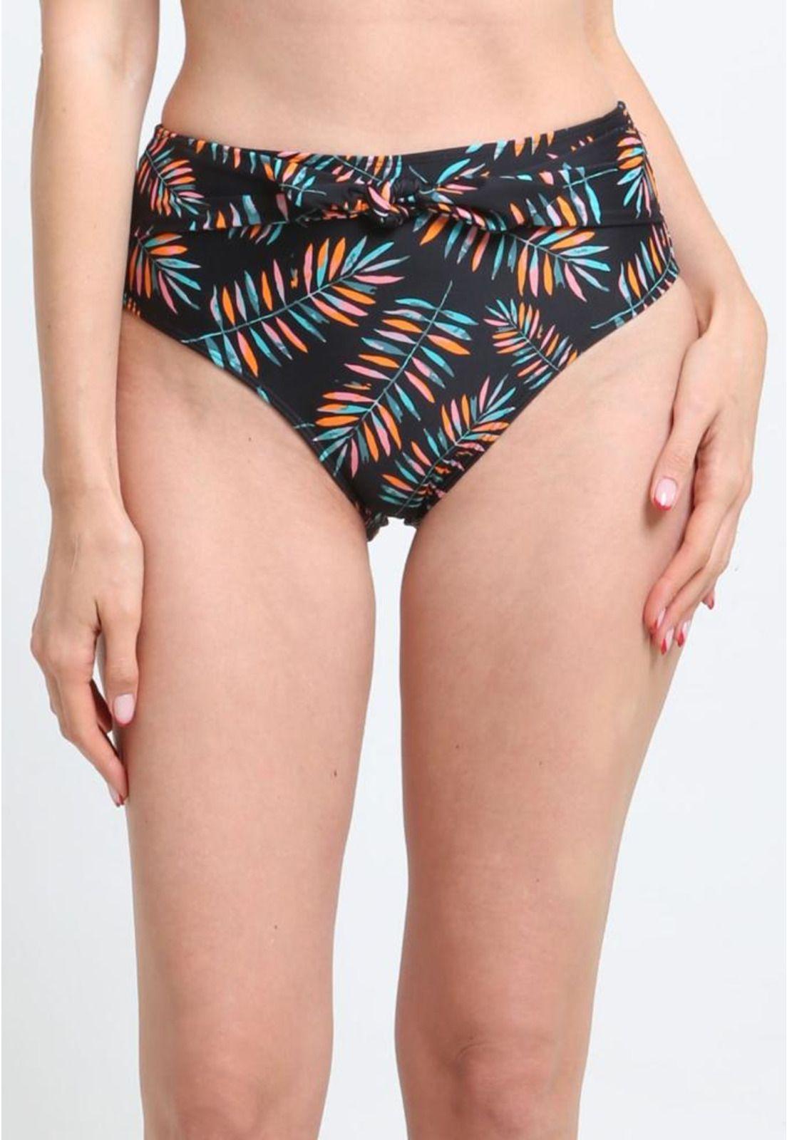 Bikini calzón con amarra estampado hojas-0
