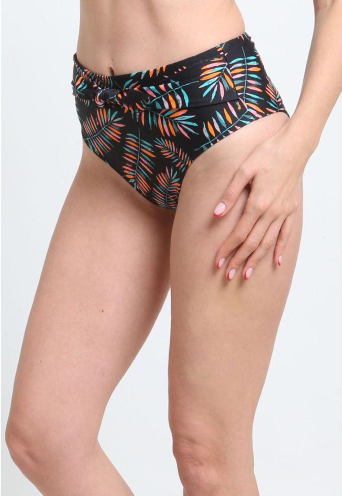 Bikini calzón con amarra estampado hojas-2