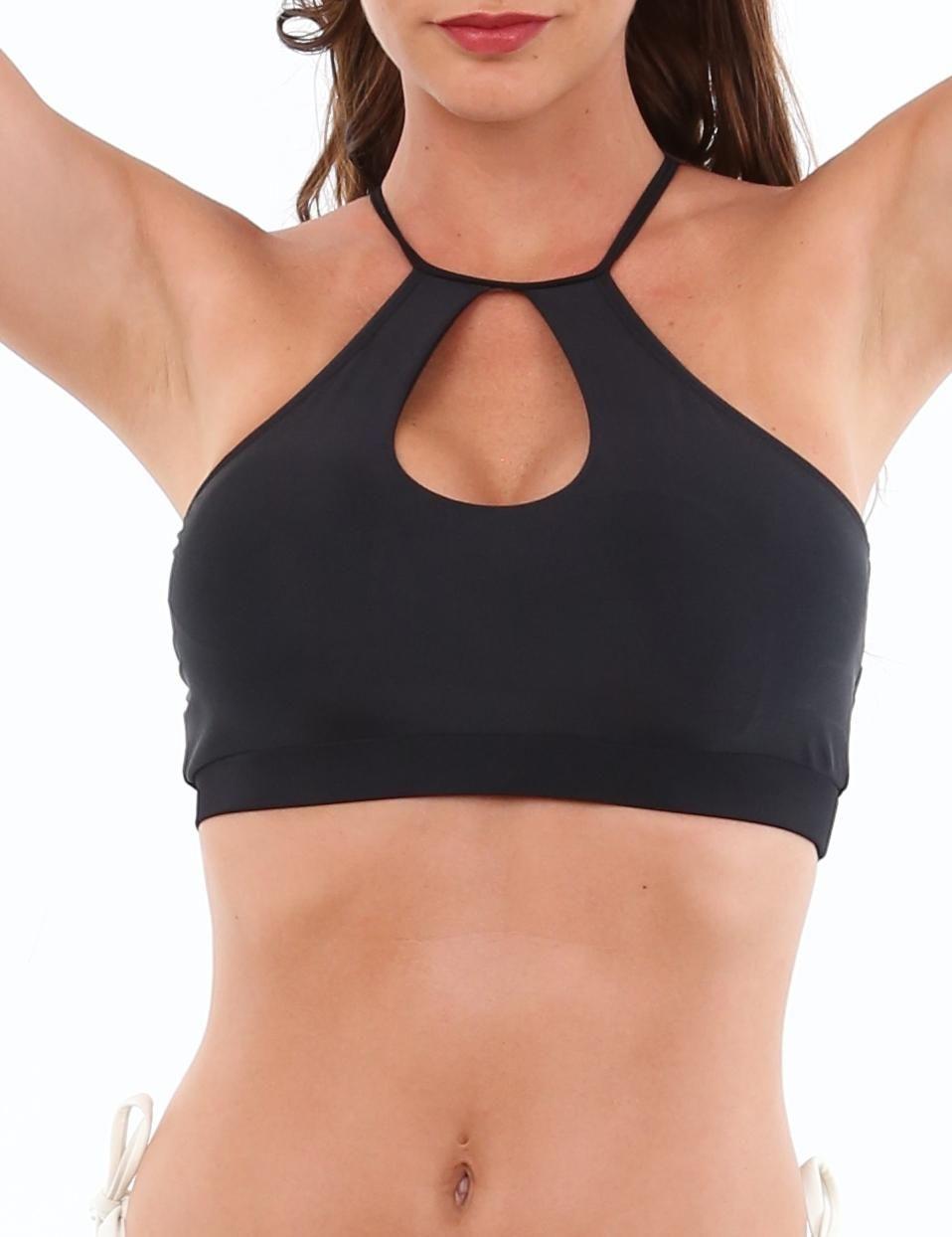 Bikini Peto Halter con Escote Gota Negro-2