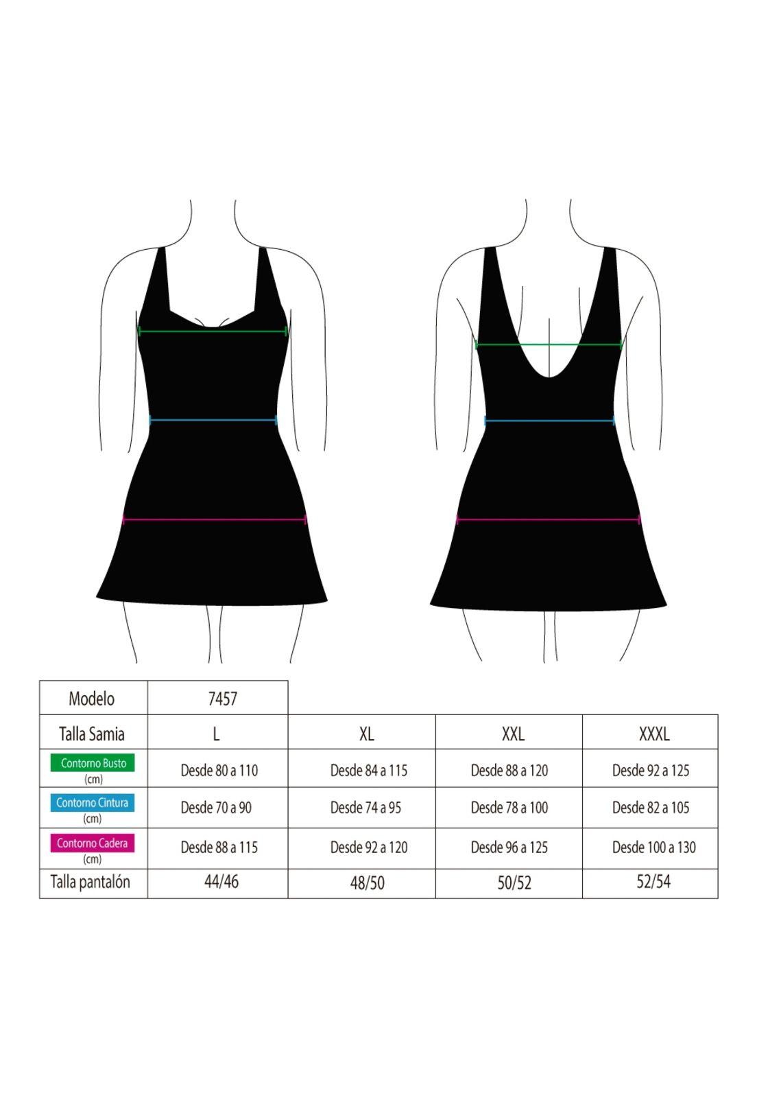 Traje de baño estilo falda larga estampado azul-3