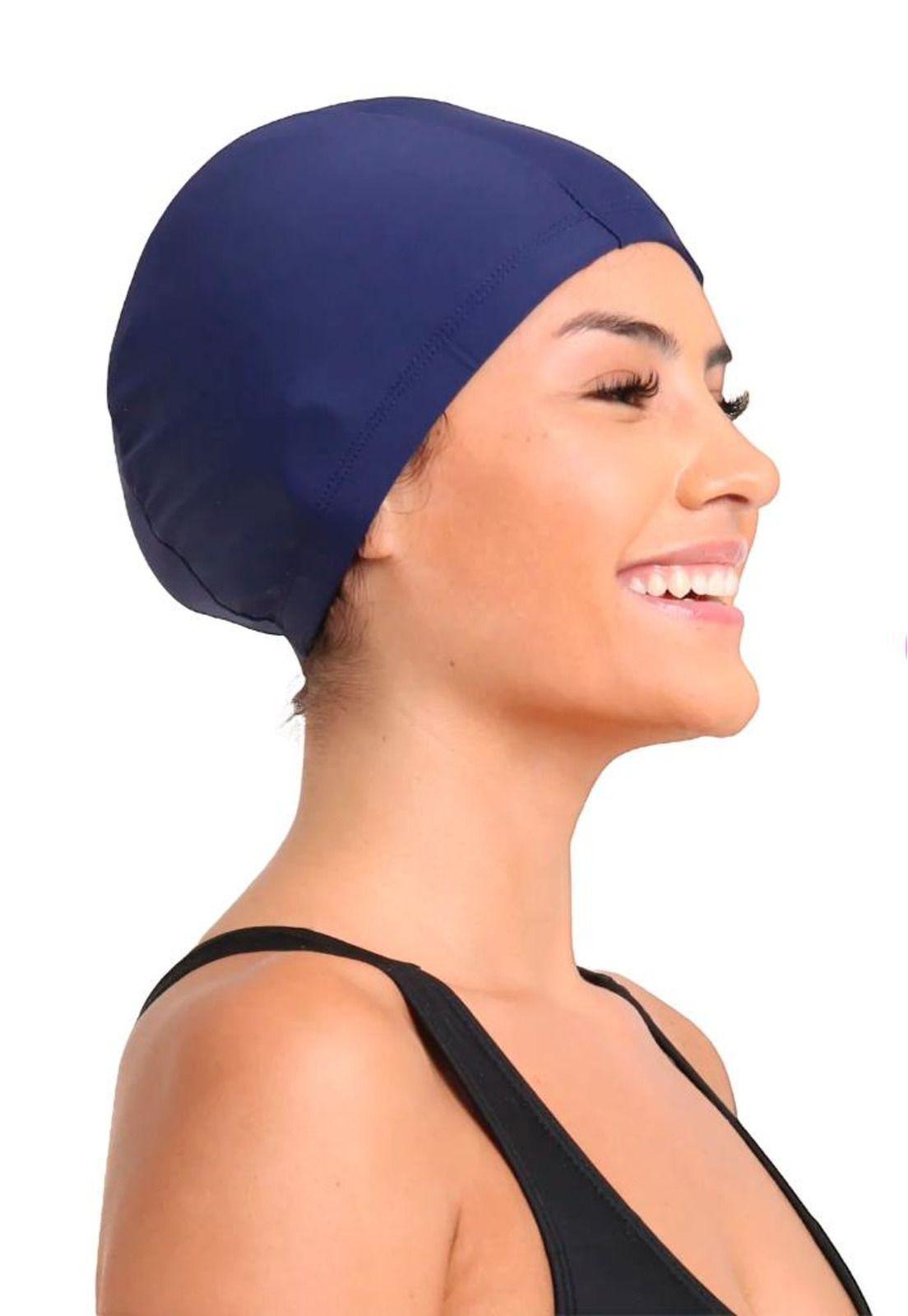 Gorro de natación de lycra azul Marino-1