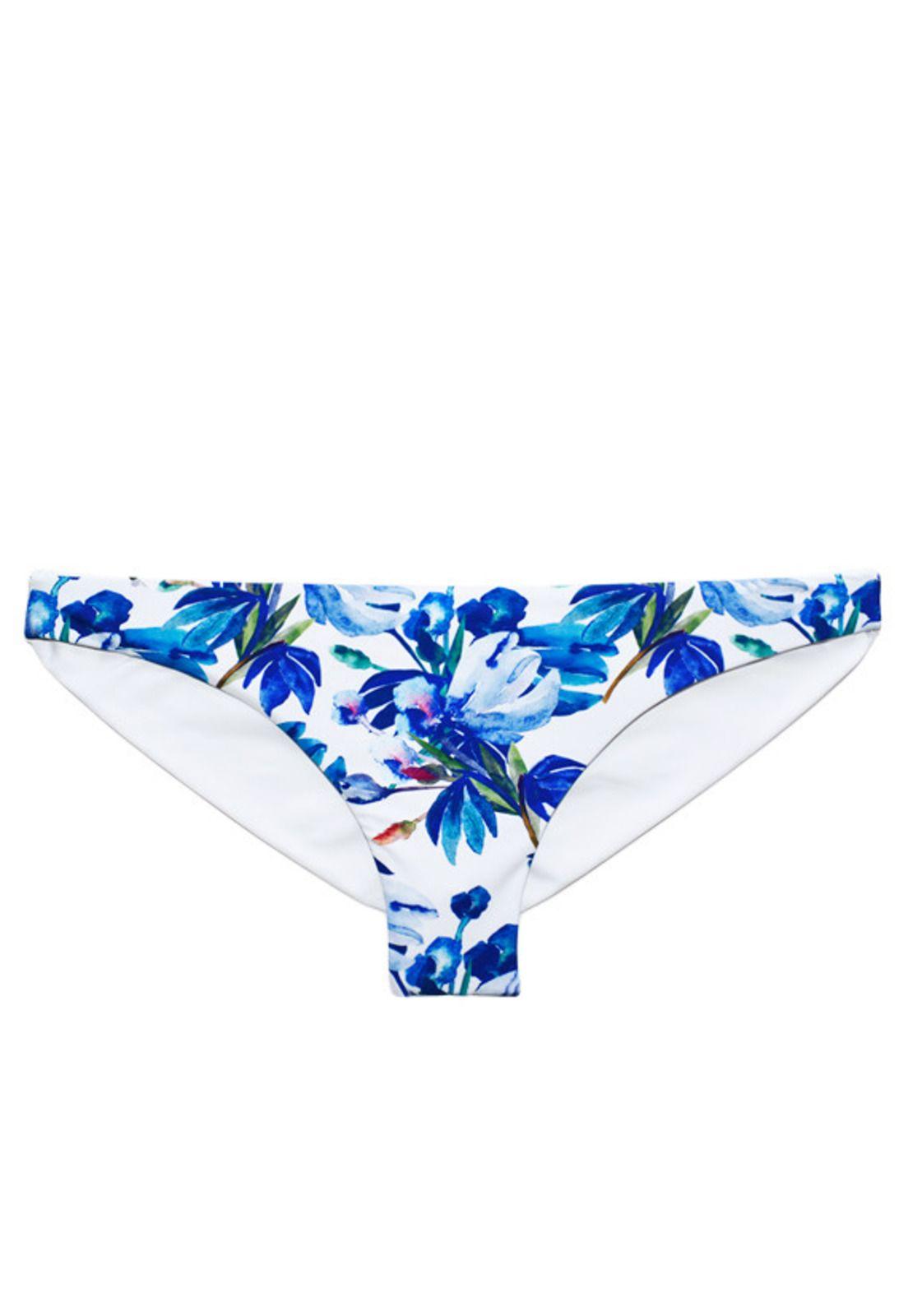 Bikini calzón con drapeado trasero estampado azul-0