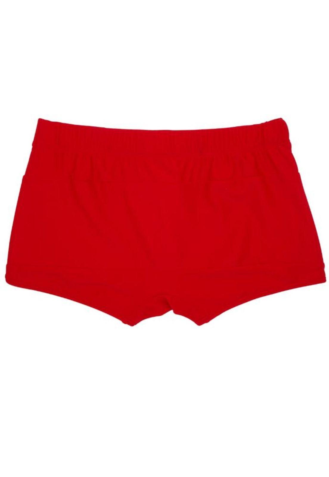 Traje de baño short bóxer para hombres rojo-4
