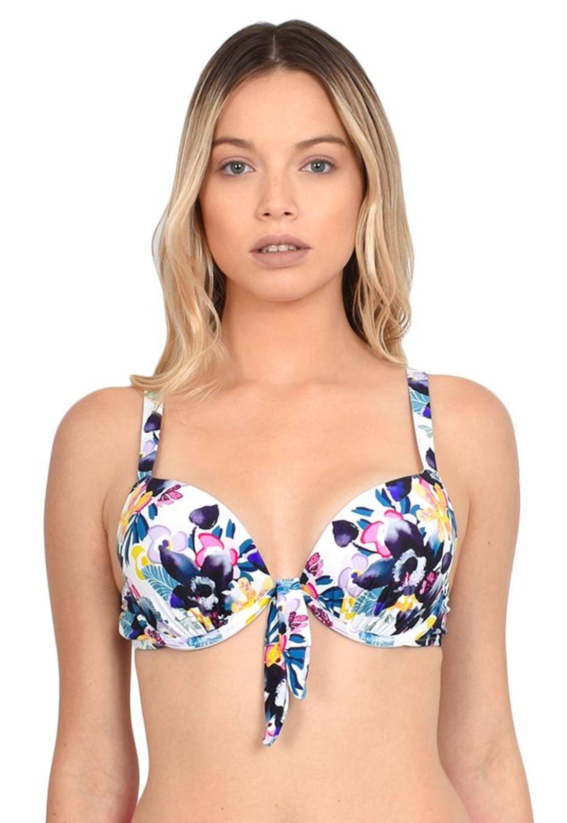 Bikini push up estampado negro con nudo-0