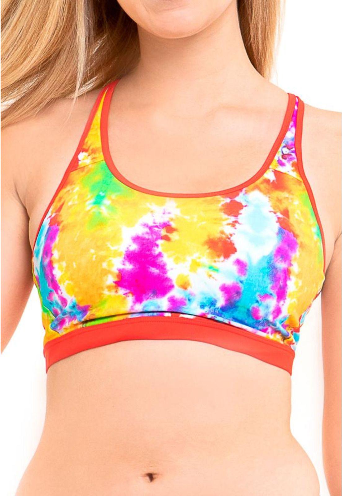 Bikini peto deportivo estampado rojo-0