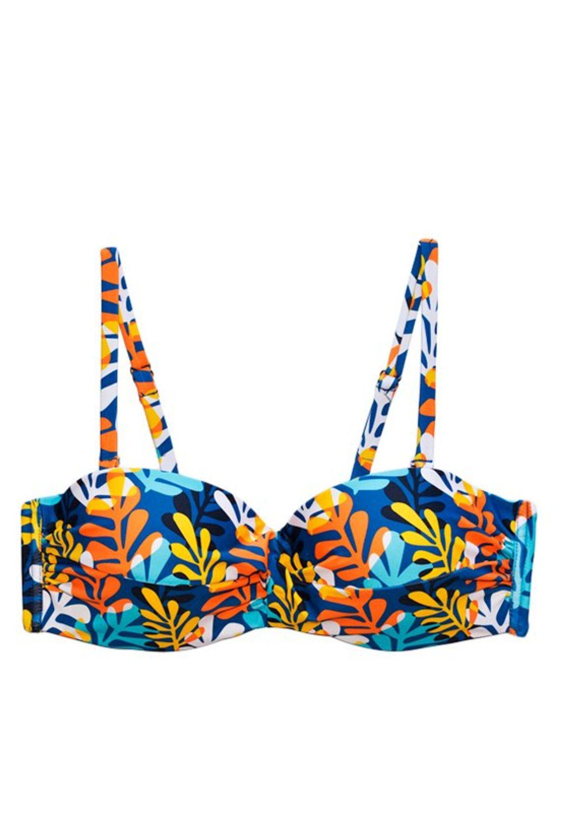 Bikini estilo sostén strapless estampado amarillo-2