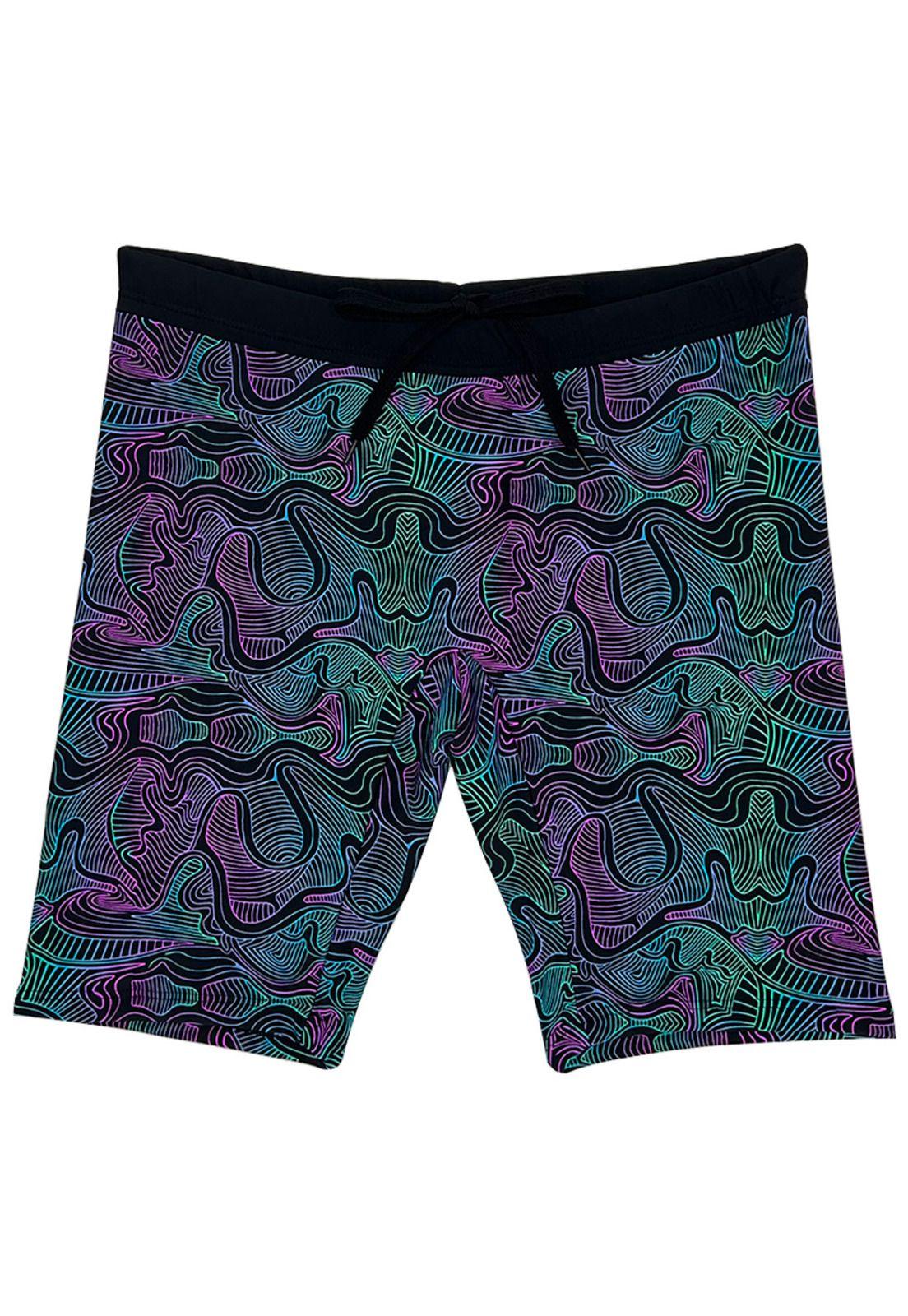 Calza biker estampado rosado y verde-0