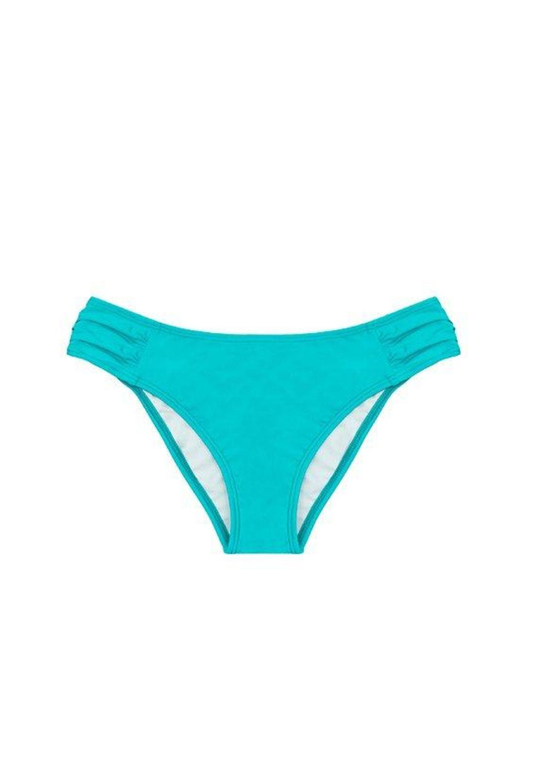 Bikini calzón con drapeado color turquesa-0