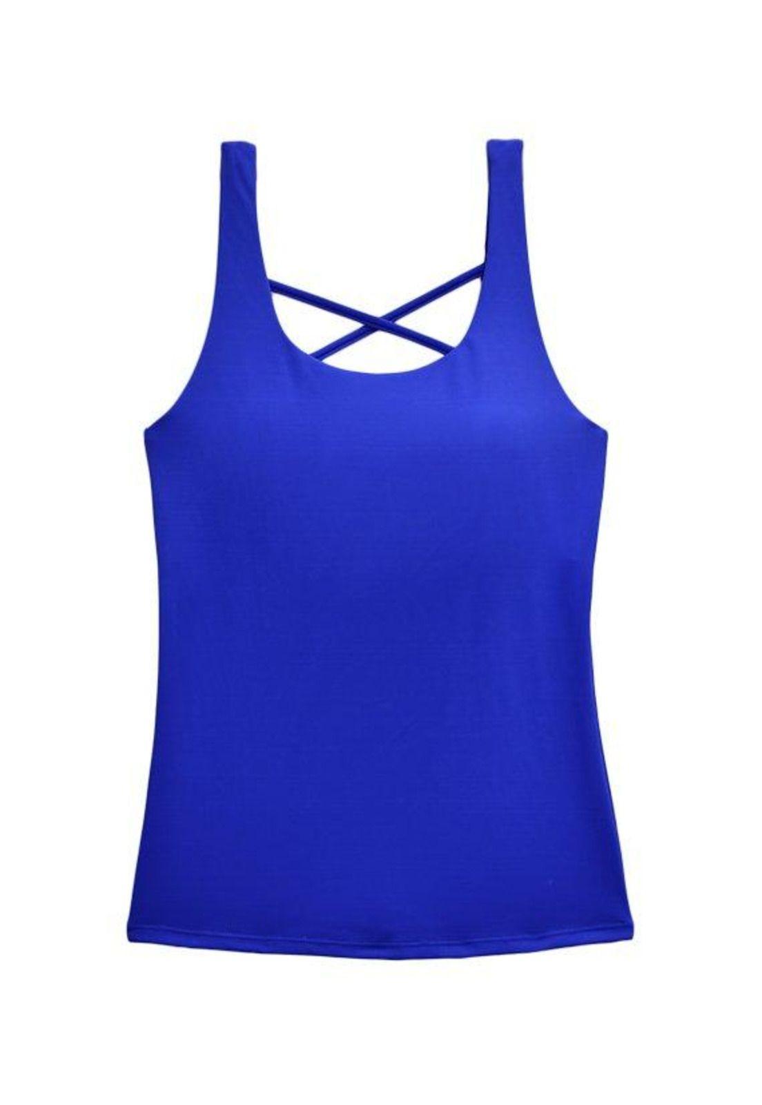Tankini con escote en la espalda color azul-1