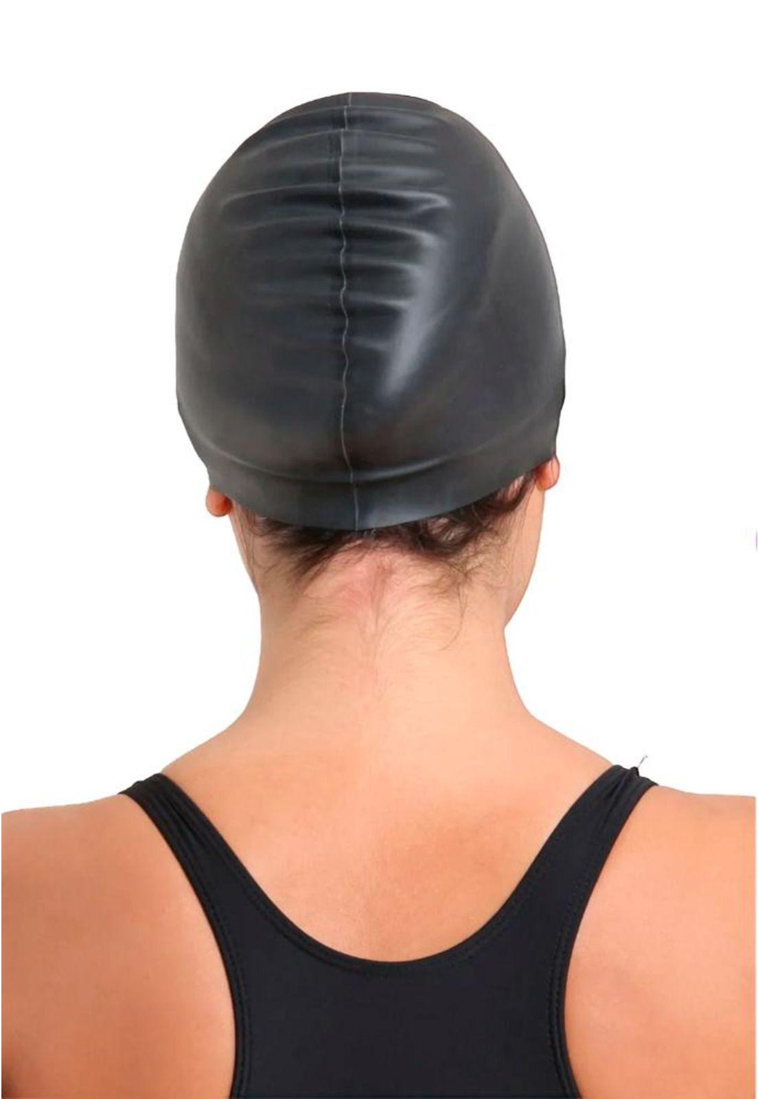 Gorro de natación de silicona negro-2