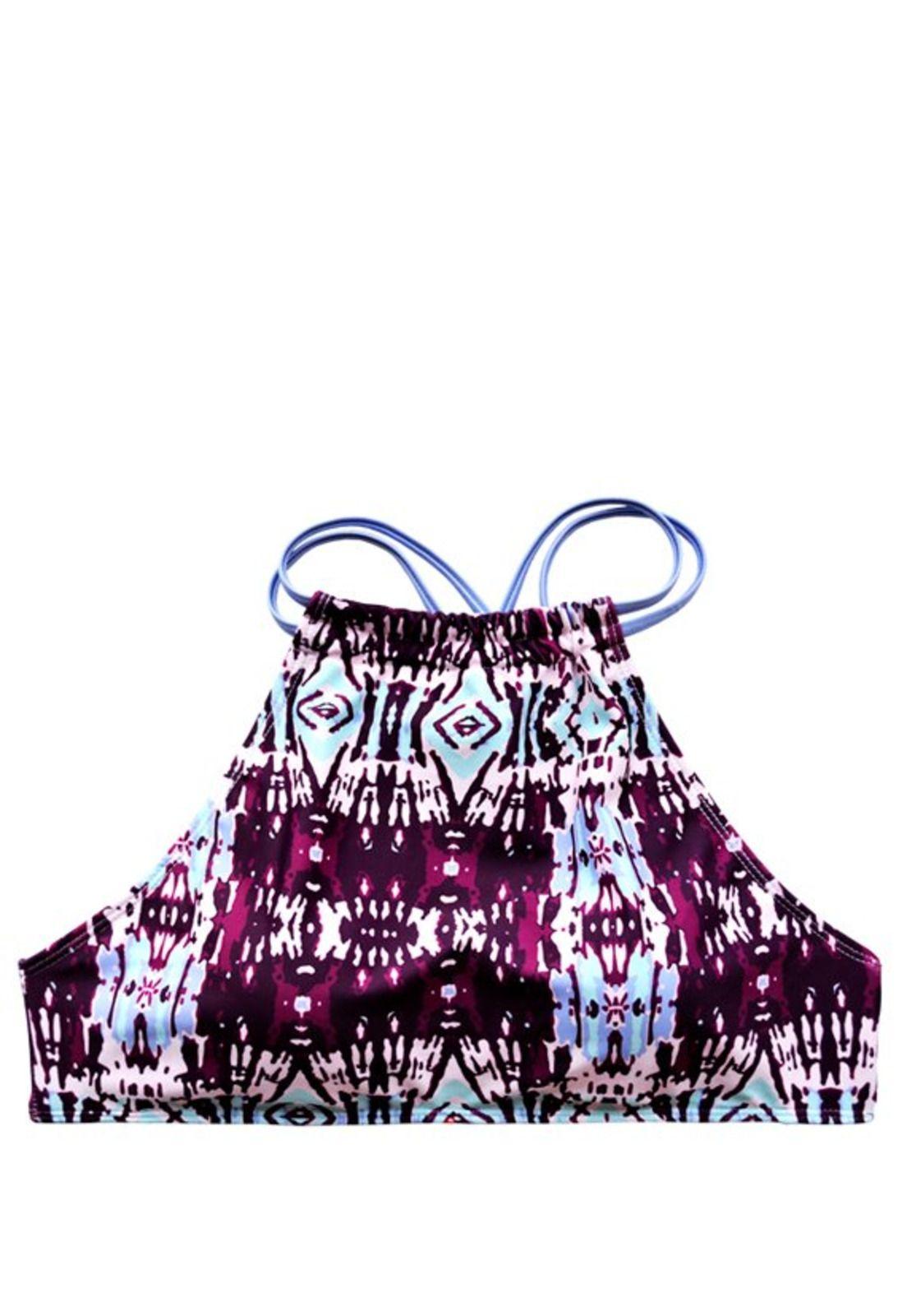 Bikini peto cruzado estampado rosado-2