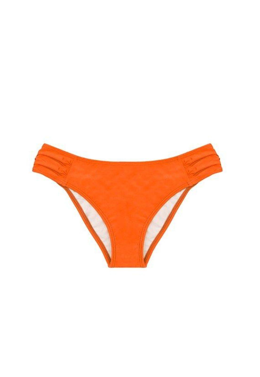 Bikini calzón con drapeado color naranja-0