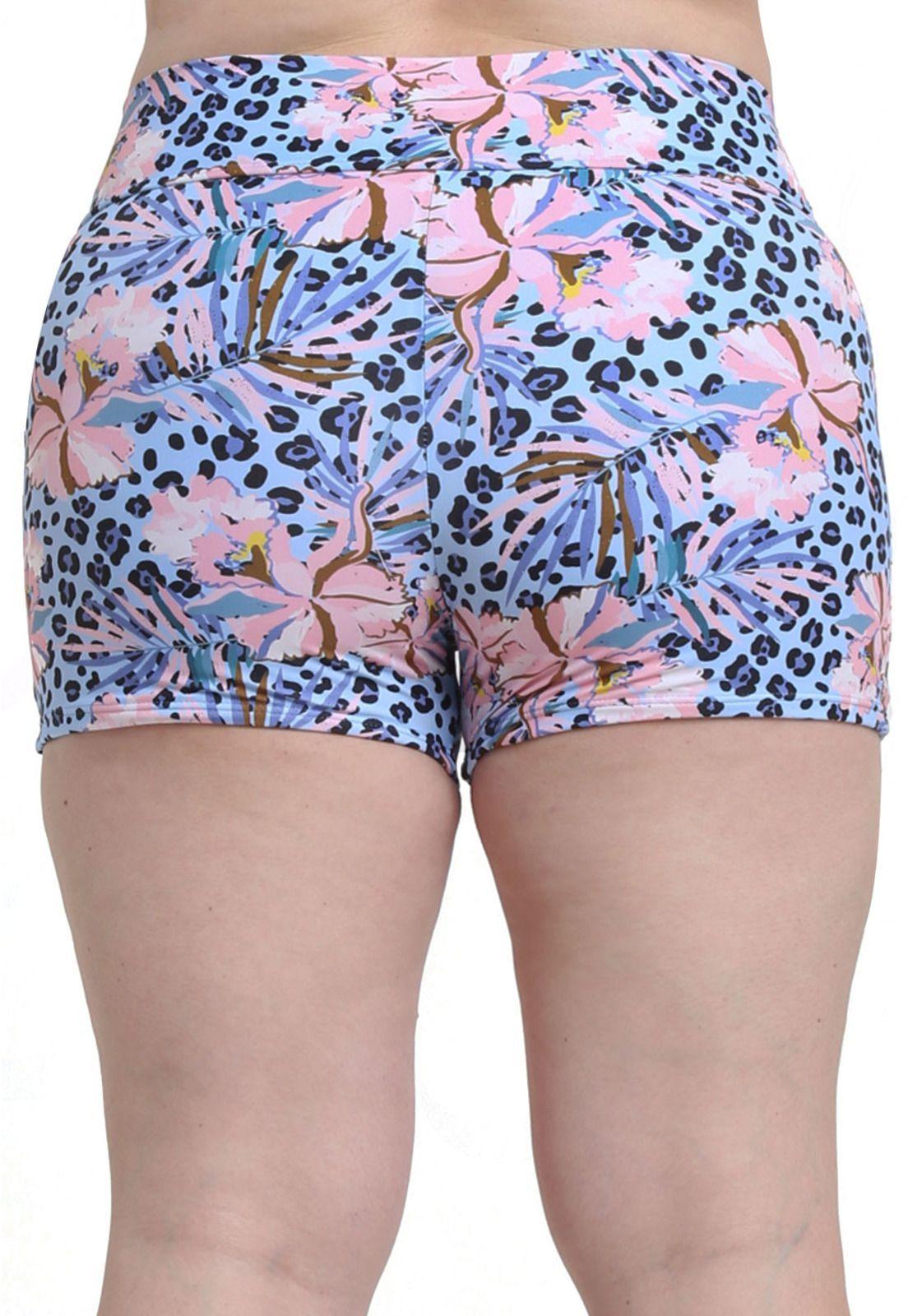 Bikini short estilo hot pant estampado celeste-1