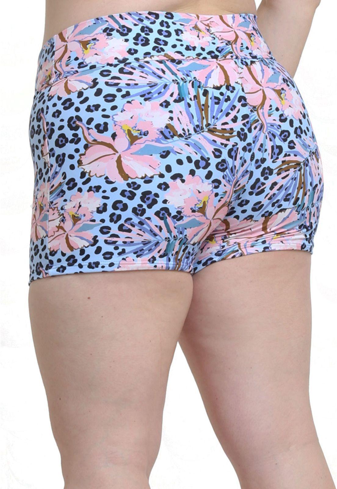 Bikini short estilo hot pant estampado celeste-2