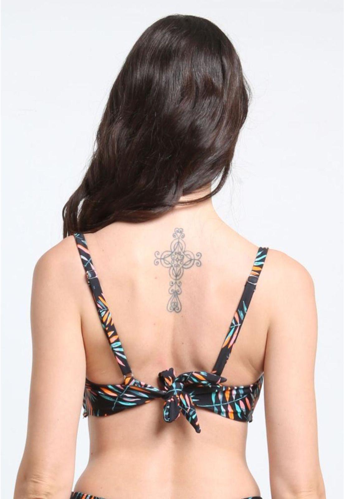 Bikini sostén arruchado copa C estampado verde-1