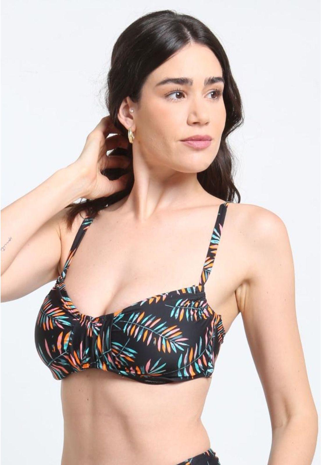 Bikini sostén arruchado copa C estampado verde-2