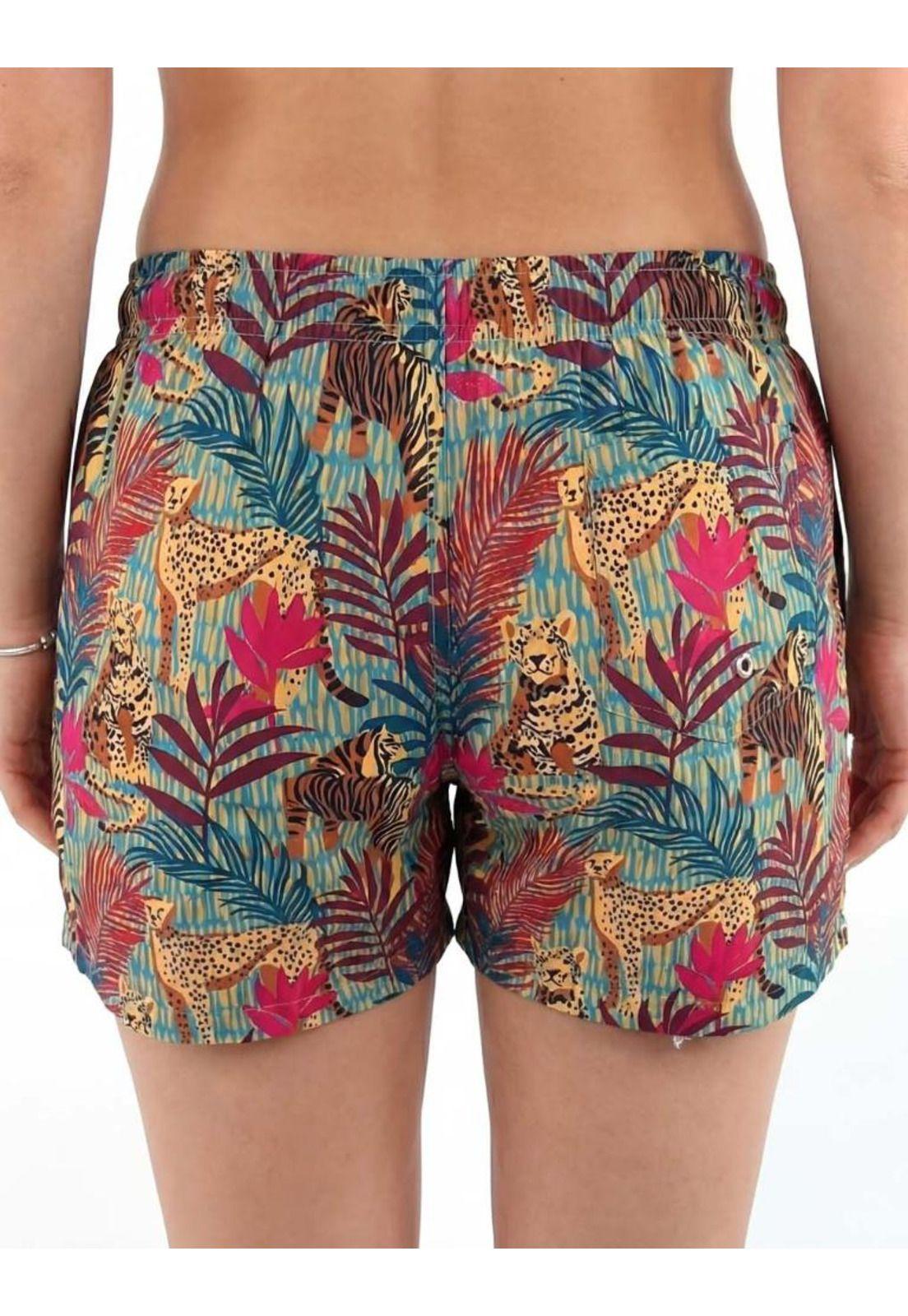 Traje de baño corto mujer estampado amarillo-1