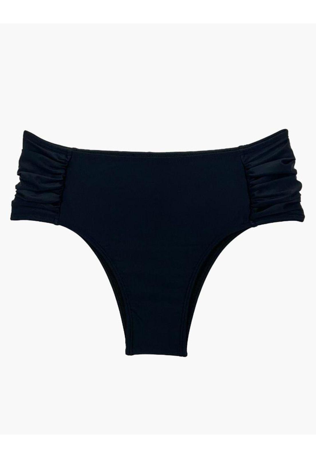 Bikini calzón tanga drapeado negro-0