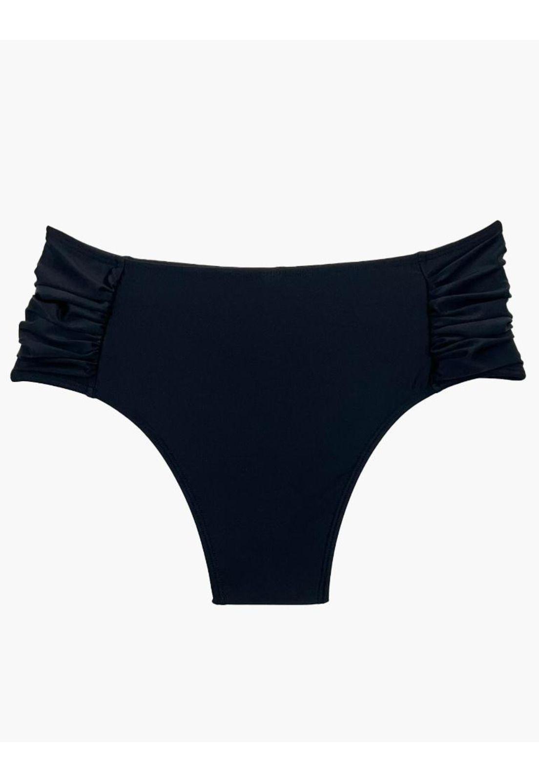 Bikini calzón tanga drapeado negro-1