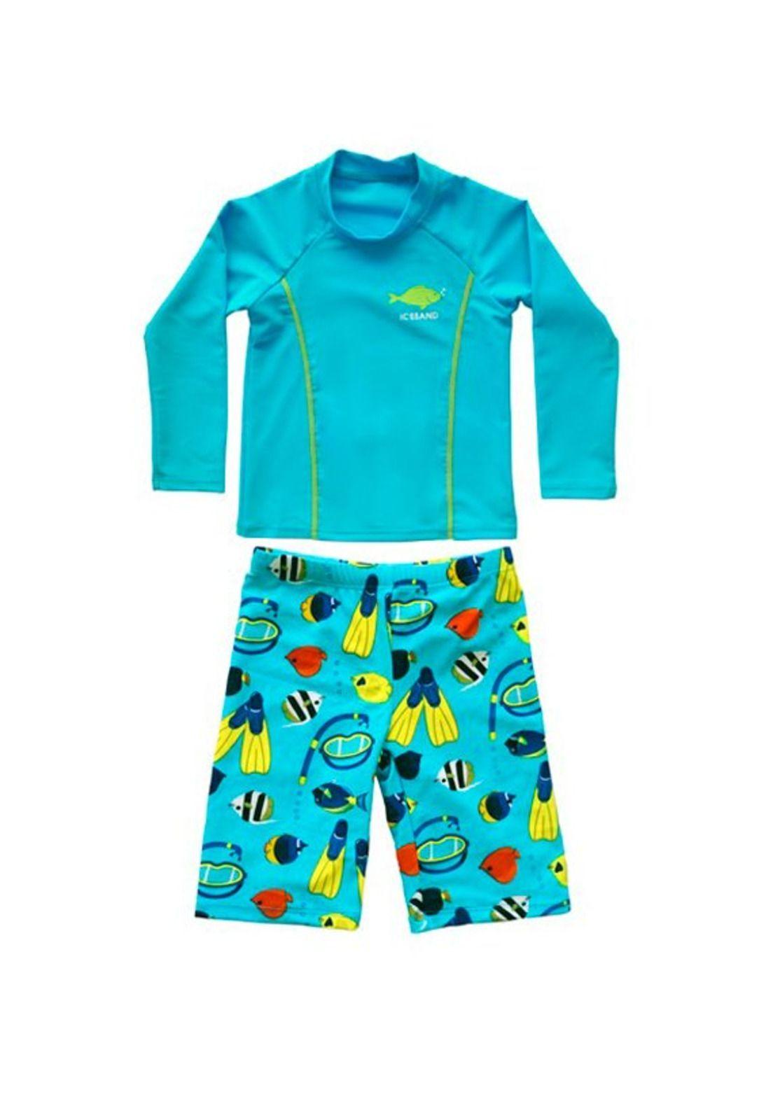 Conjunto polera y short con filtro UV turquesa-0