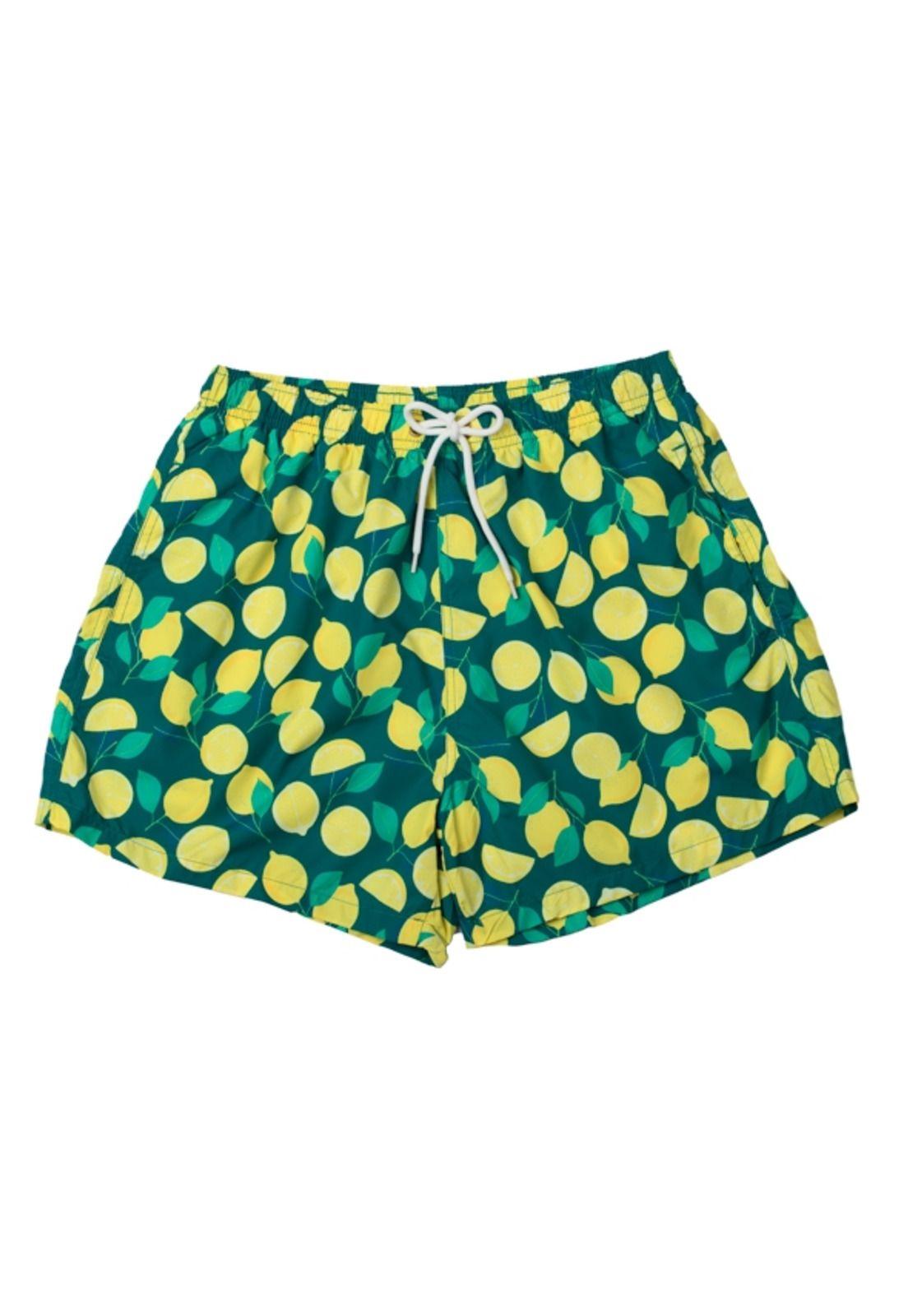 Short corto hombre estampado amarillo-0