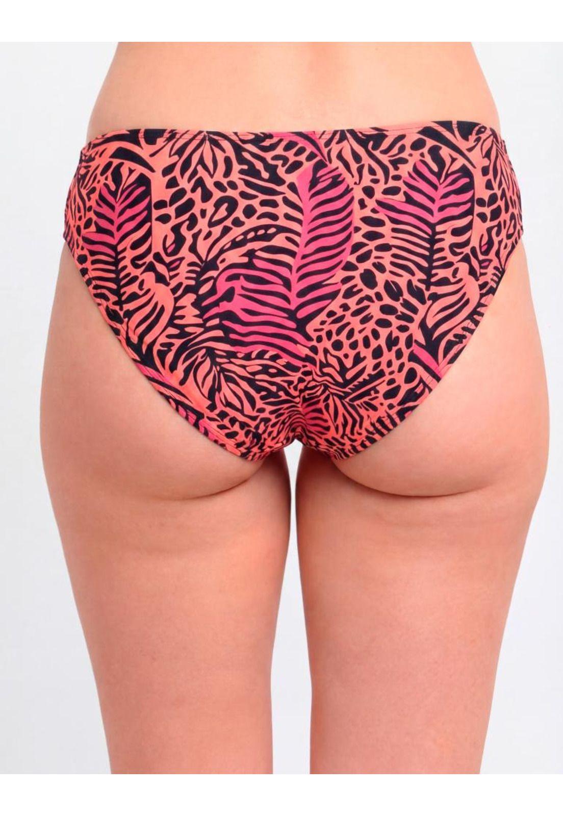 Bikini clásico costados drapeados estampado negro-1