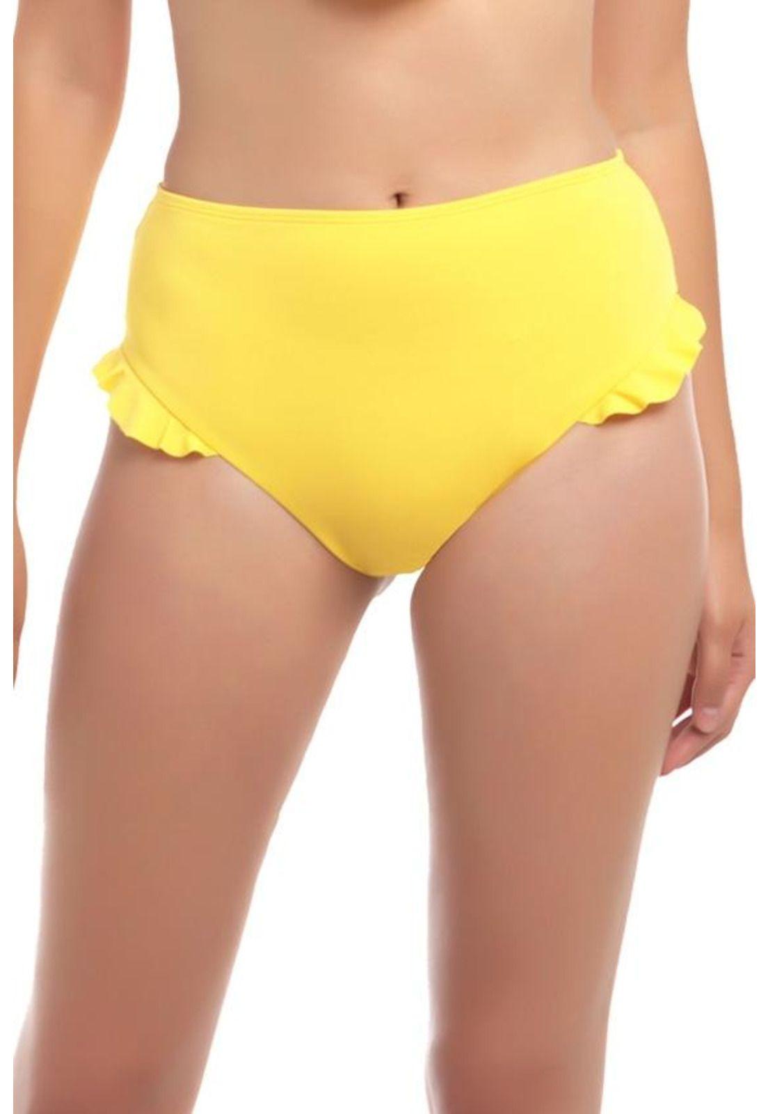Bikini calzón con vuelos amarillo-0
