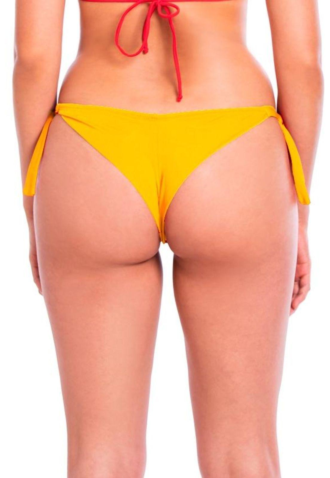 Bikini calzón tanga con amarras color amarillo-1