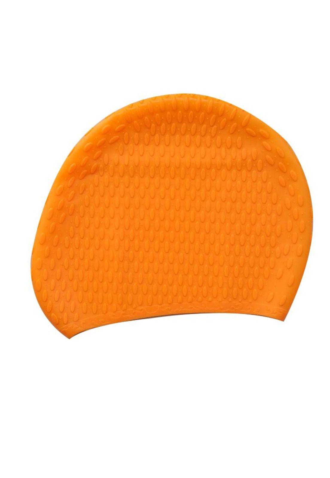 Gorro de goma para natación color naranja-0