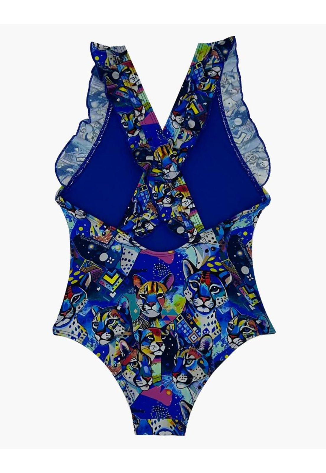 Traje de baño de niña vuelos estampado azul-1