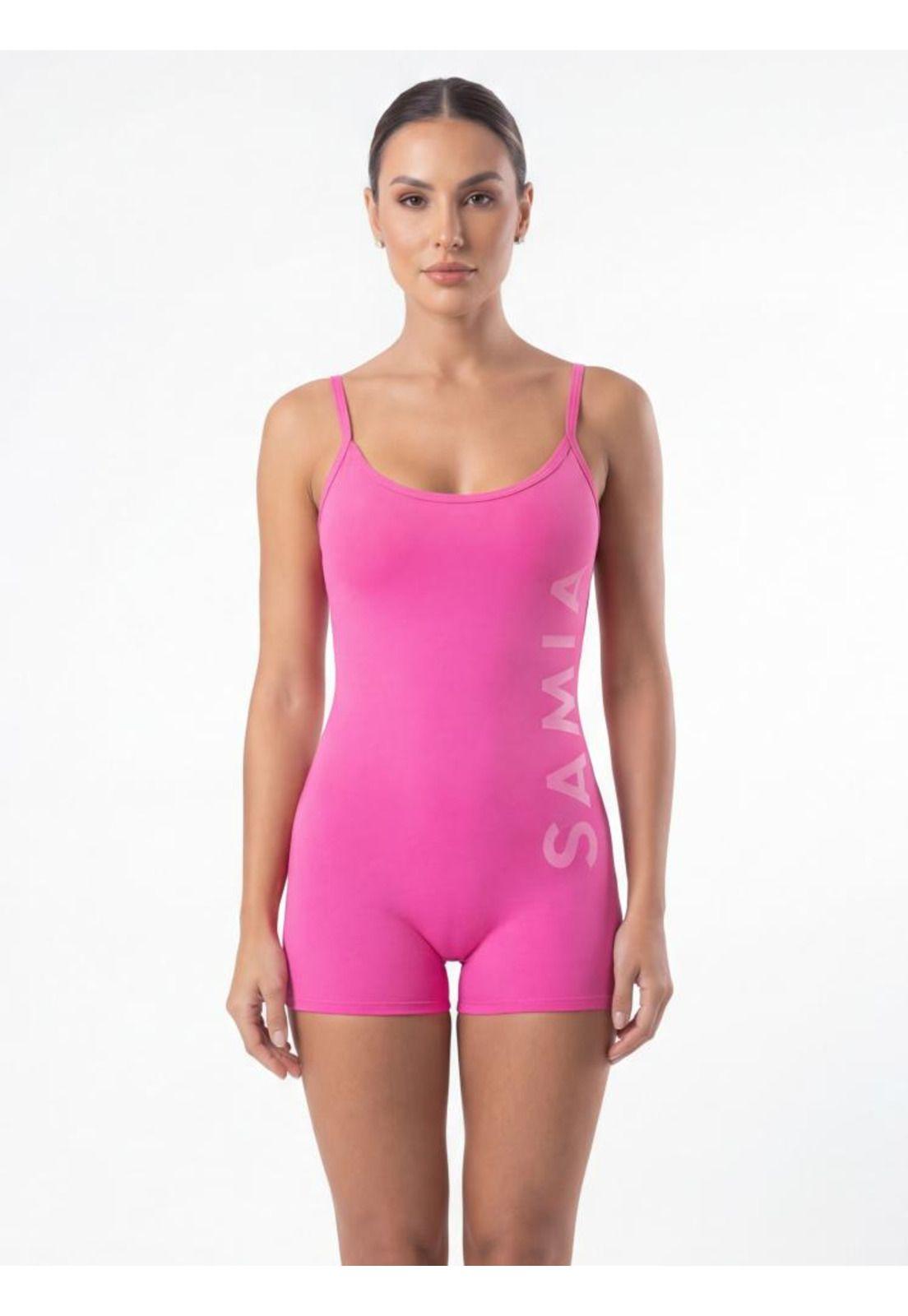 Traje de baño mujer natación pierna corta clásico fucsia-0