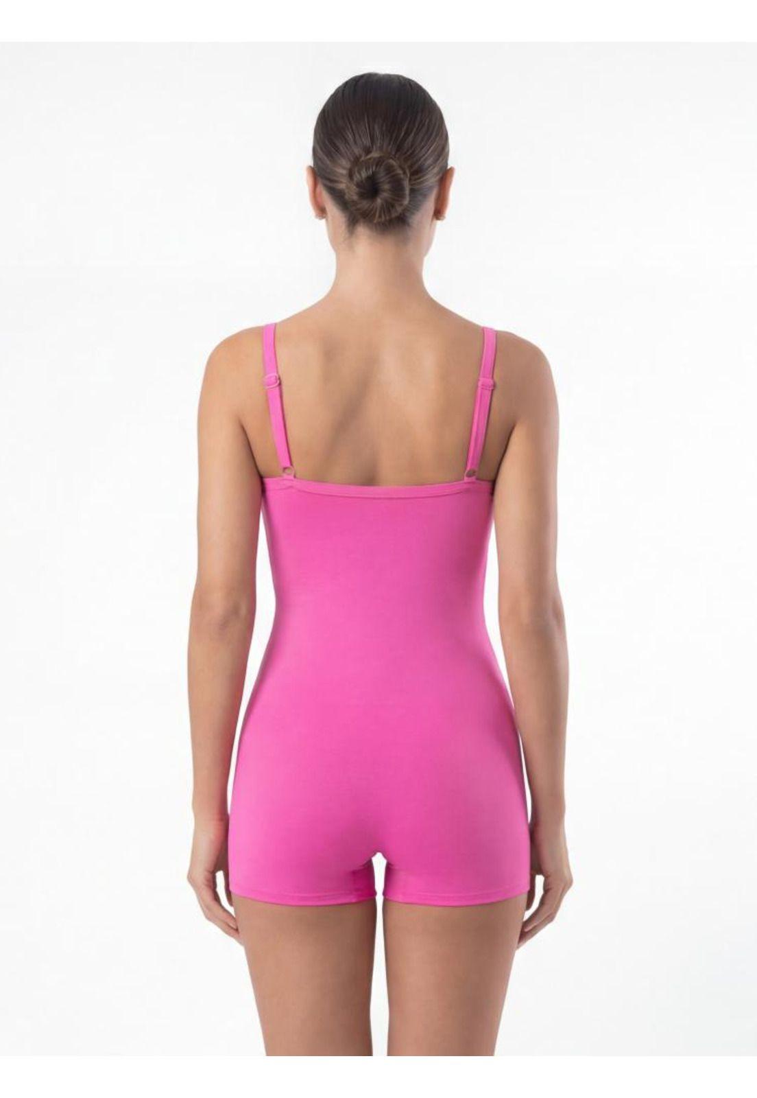 Traje de baño mujer natación pierna corta clásico fucsia-1