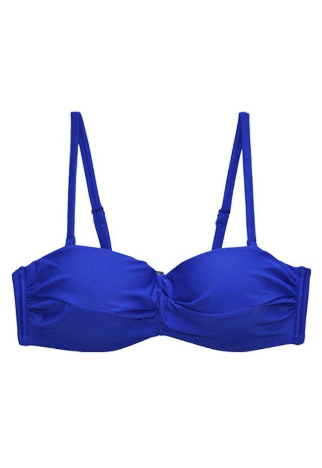 Bikini estilo sostén strapless color azul-2