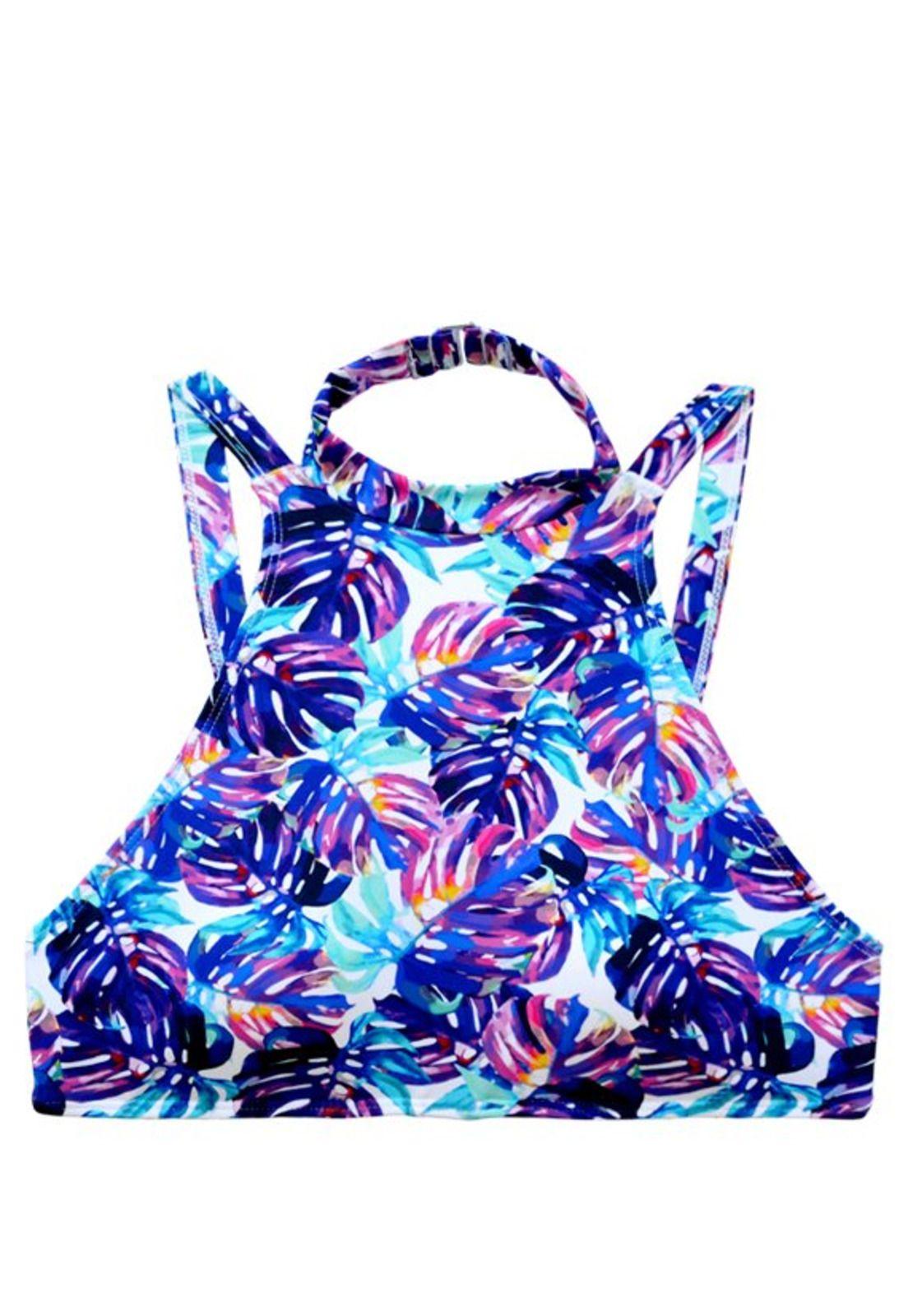 Bikini peto alto estampado azul-0