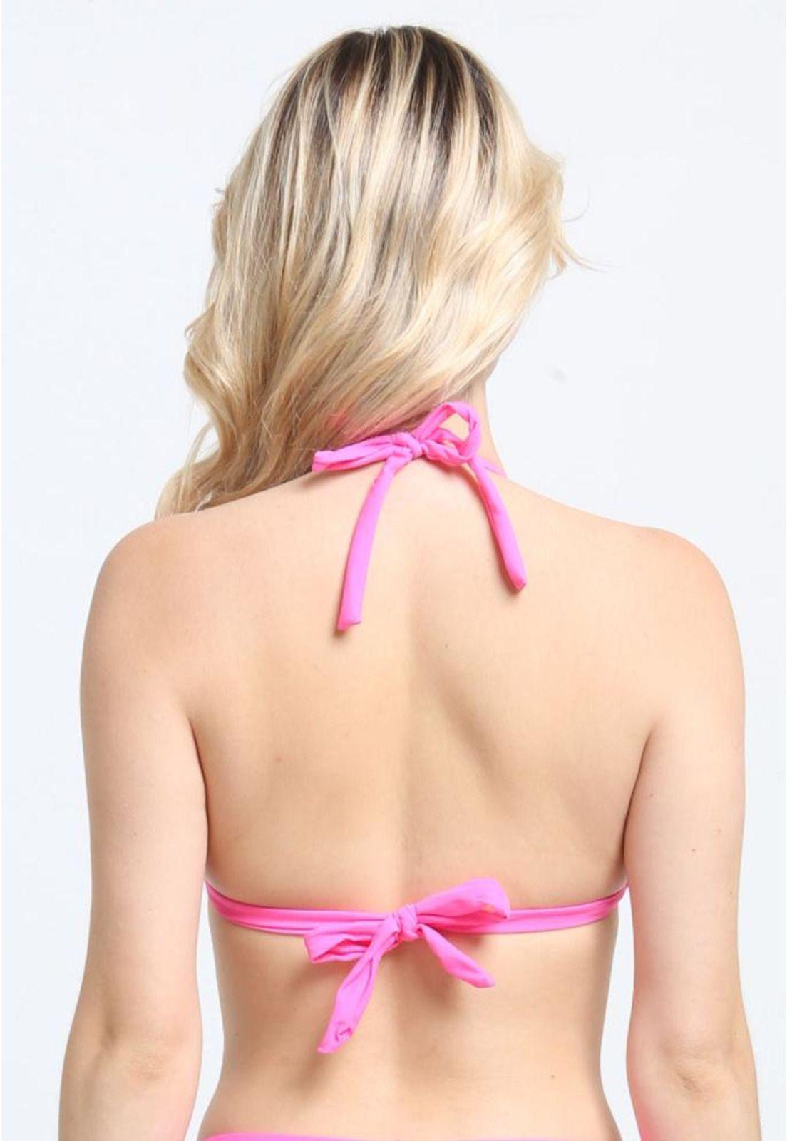 Bikini triangulo con nudos fucsia-1