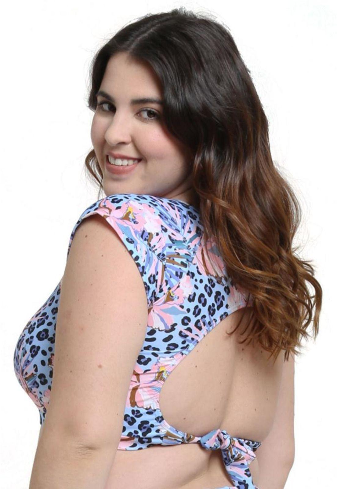 Bikini estilo crop top estampado celeste-2