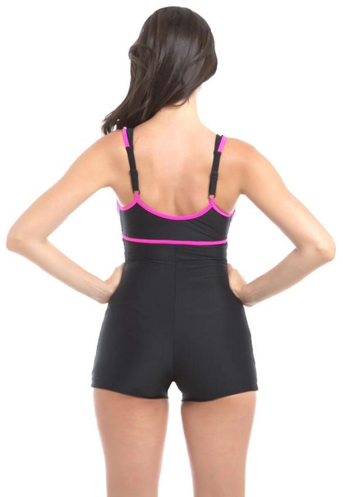 Traje De Baño Deportivo Con Piernas Fucsia-1