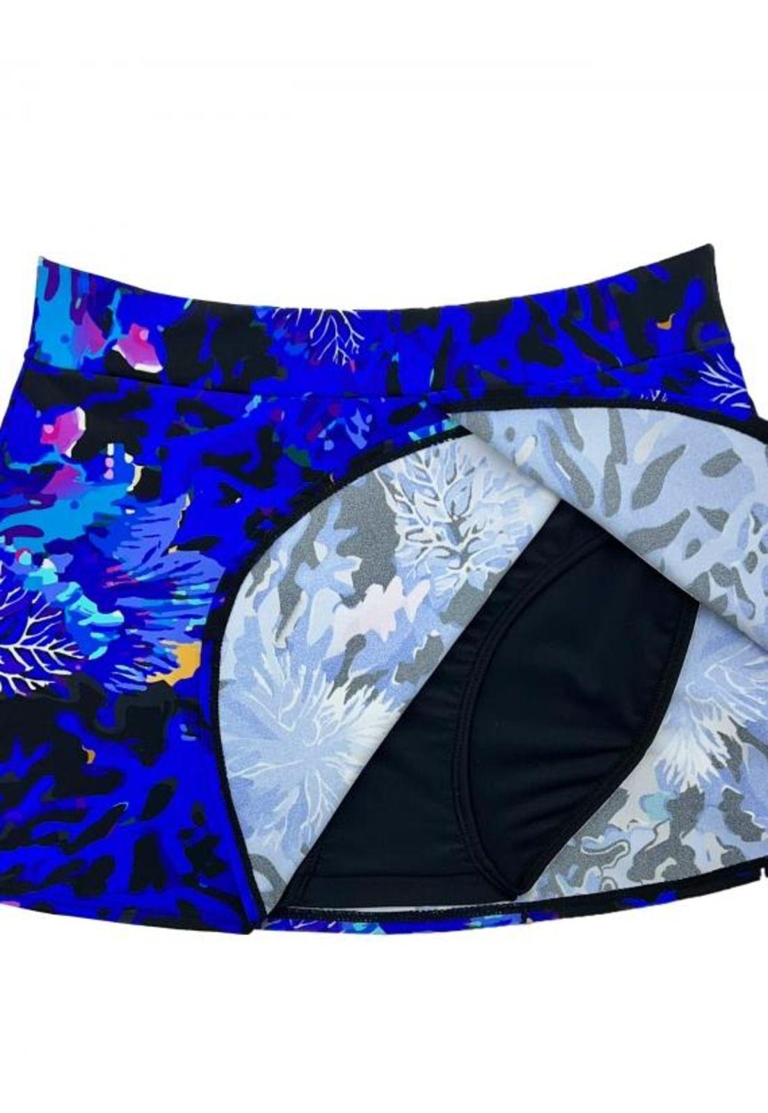 Bikini calzón falda estampado azul-2
