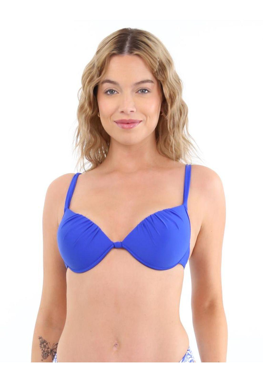 Bikini sostén drapeado azul-0