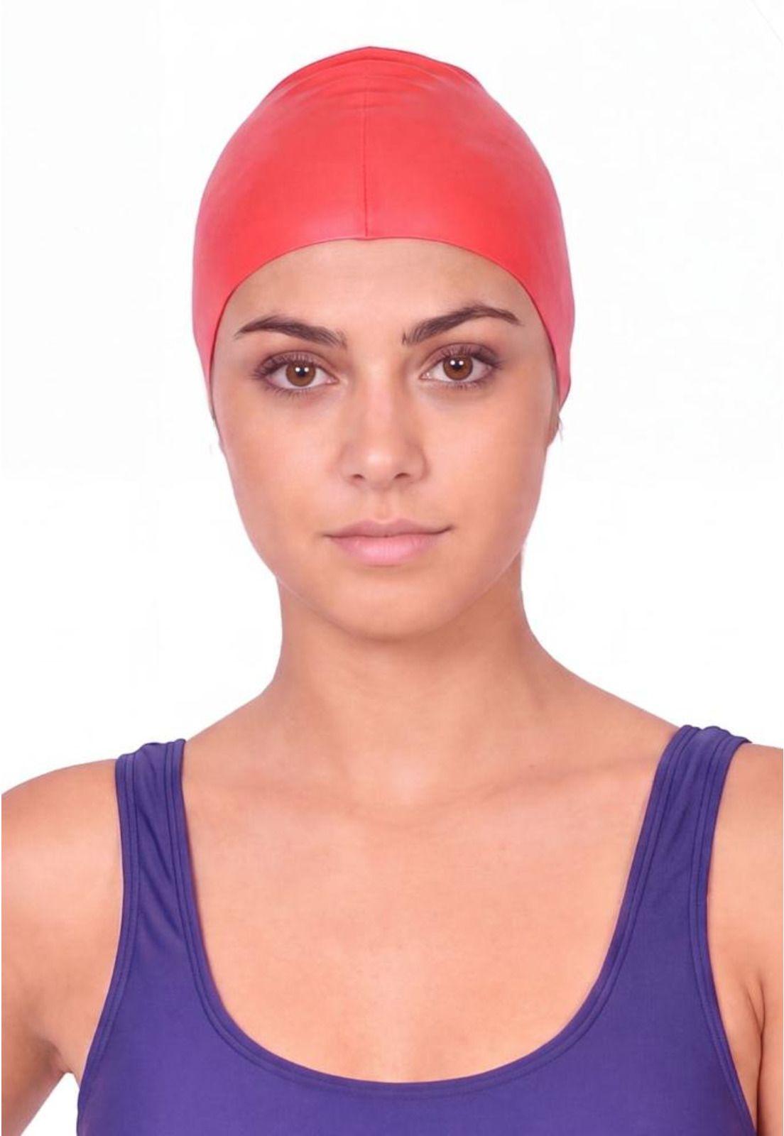 Gorro de natación de silicona rojo-0