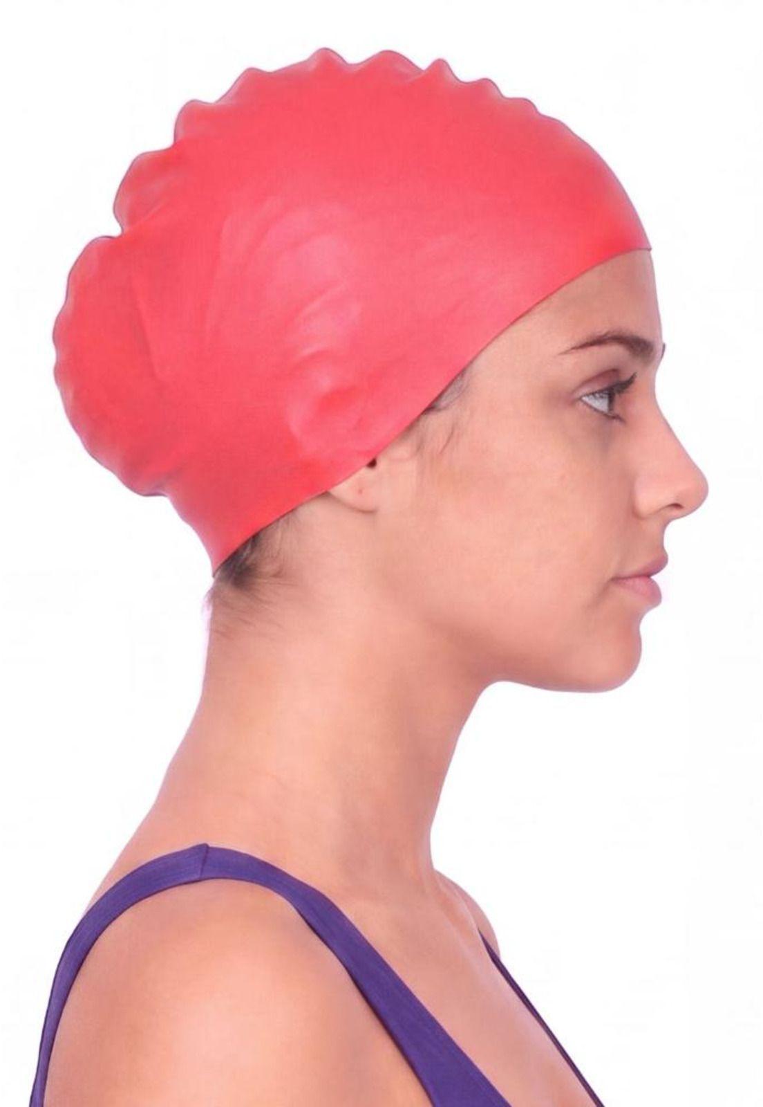 Gorro de natación de silicona rojo-1