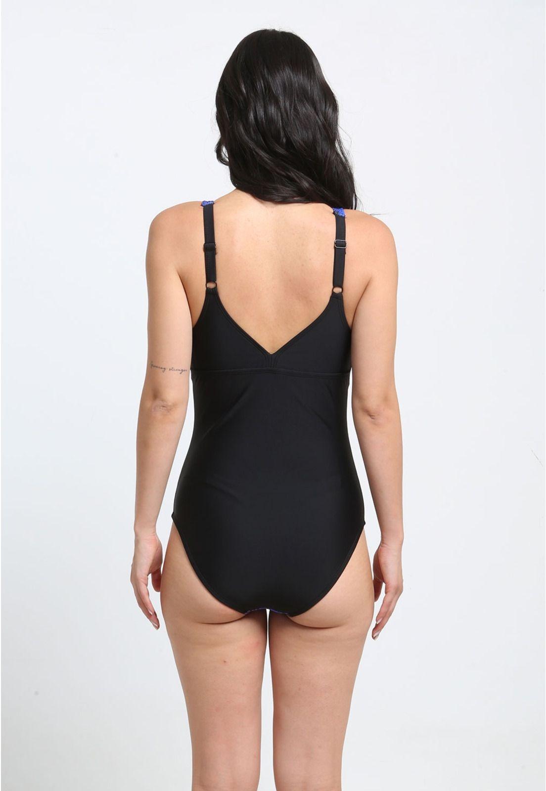 Traje de baño deportivo sin cortes estampado morado-1