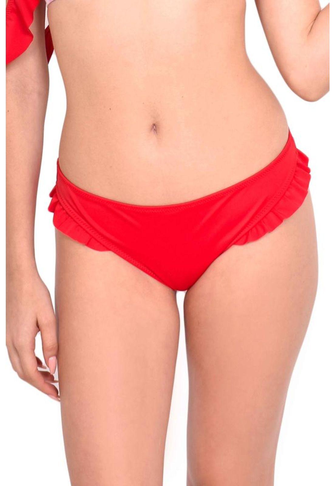 Bikini calzón con vuelos a los costados color rojo-0