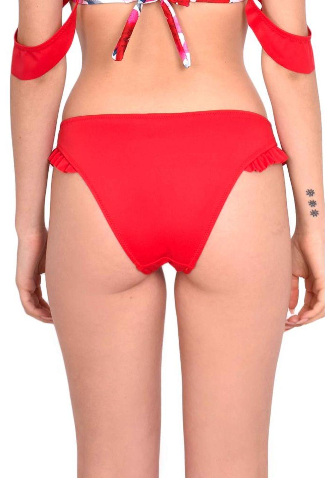 Bikini calzón con vuelos a los costados color rojo-1