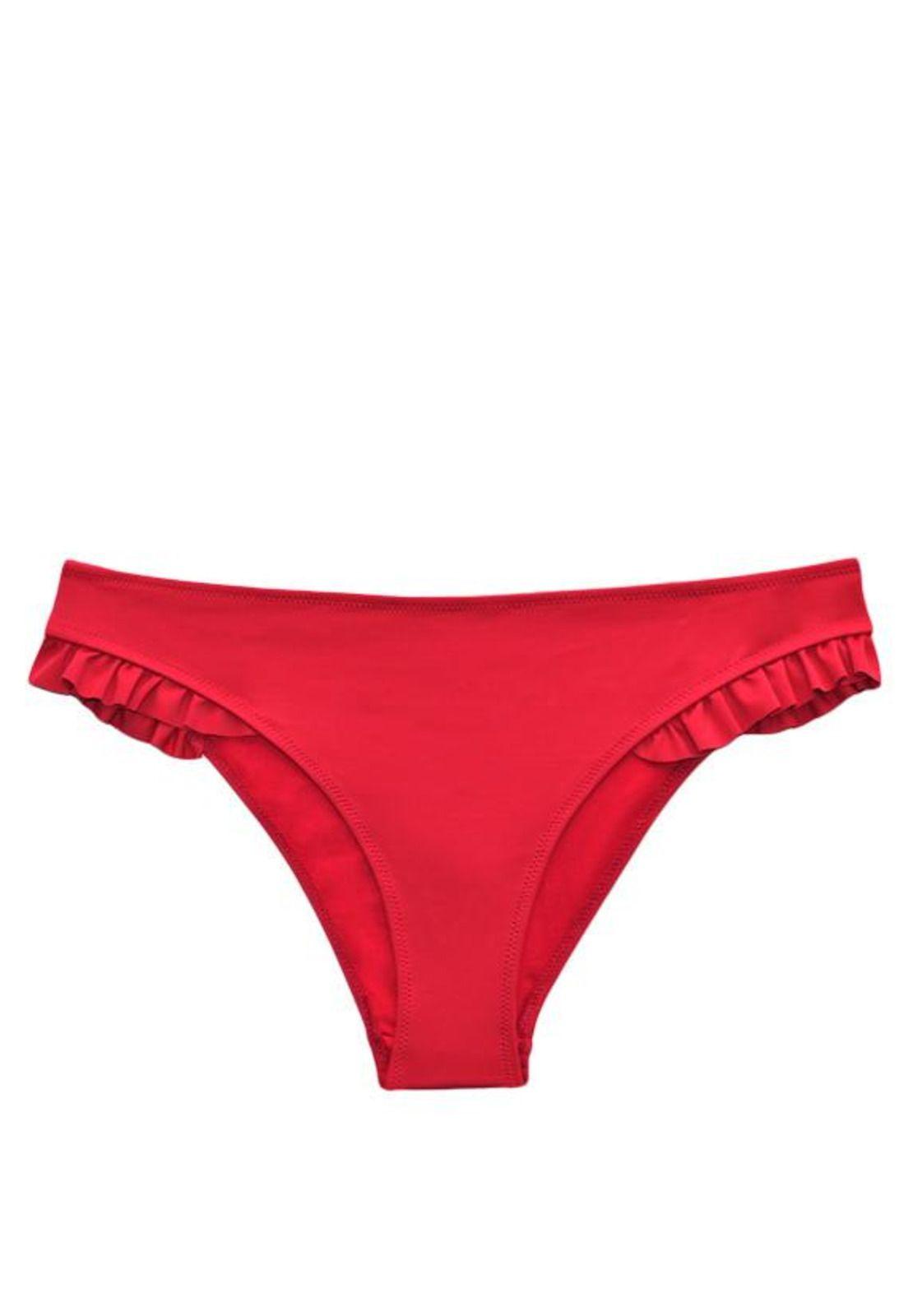 Bikini calzón con vuelos a los costados color rojo-2